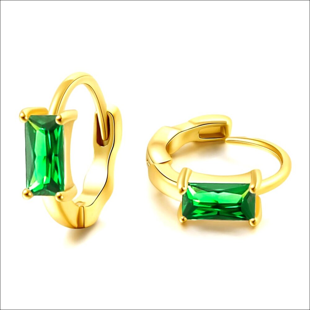 14K Gold Plated Huggie Hoop Earrings Hypoallergenic Cubic Zirconia
